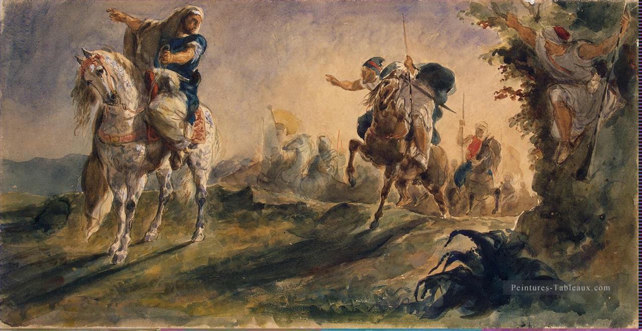 Delacroix Eugène ZZZ Arabe Cavaliers sur la Mission de Scoutisme Peintures à l'huile